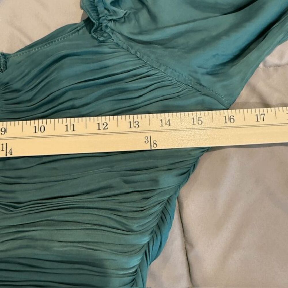 NWT House of Harlow Emerald Green Ruched Balloon Sleeve Cropped Blouse Size XS - Picture 8 of 12